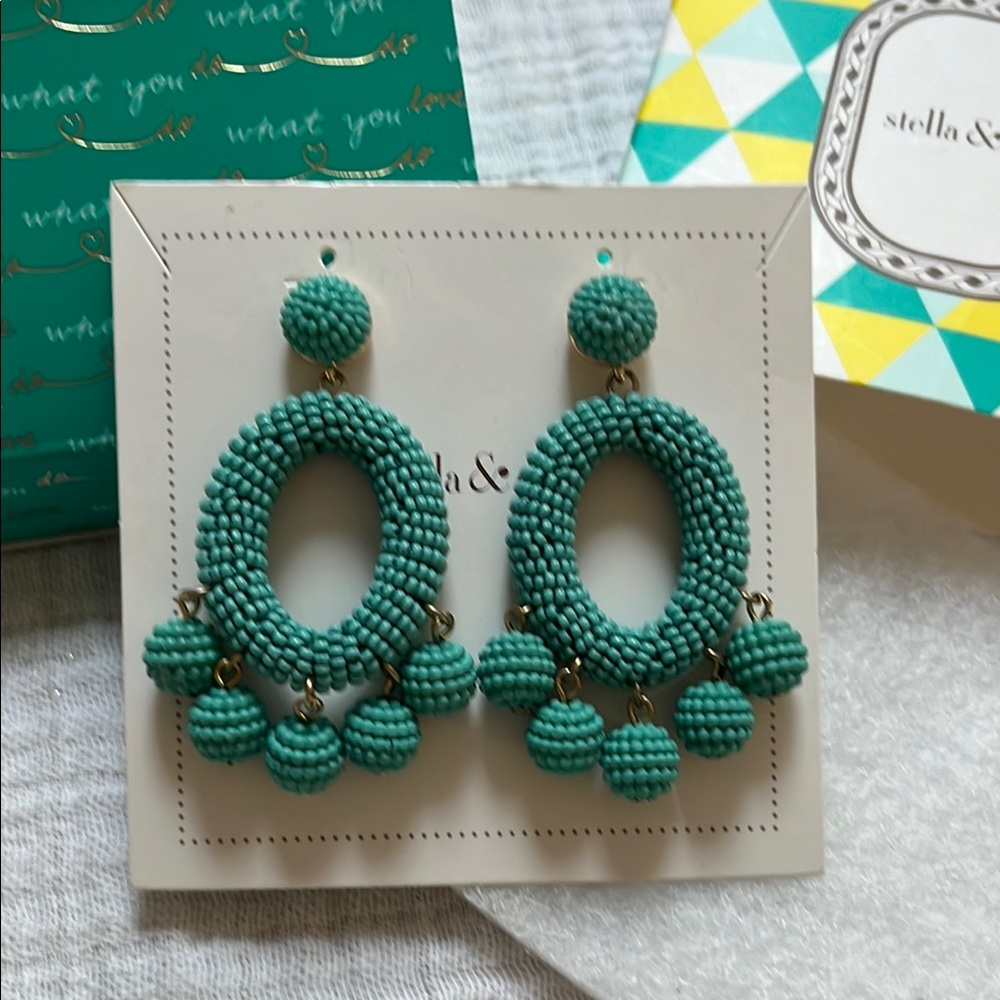 Stella & Dot Turquoise Beaded Chandelier Earrings